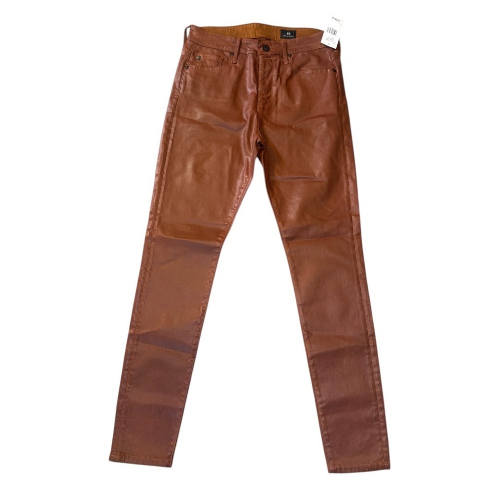 AG Adriano Goldschmied Legging Super Skinny Coated Jeans Cognac Brown Size 4 27